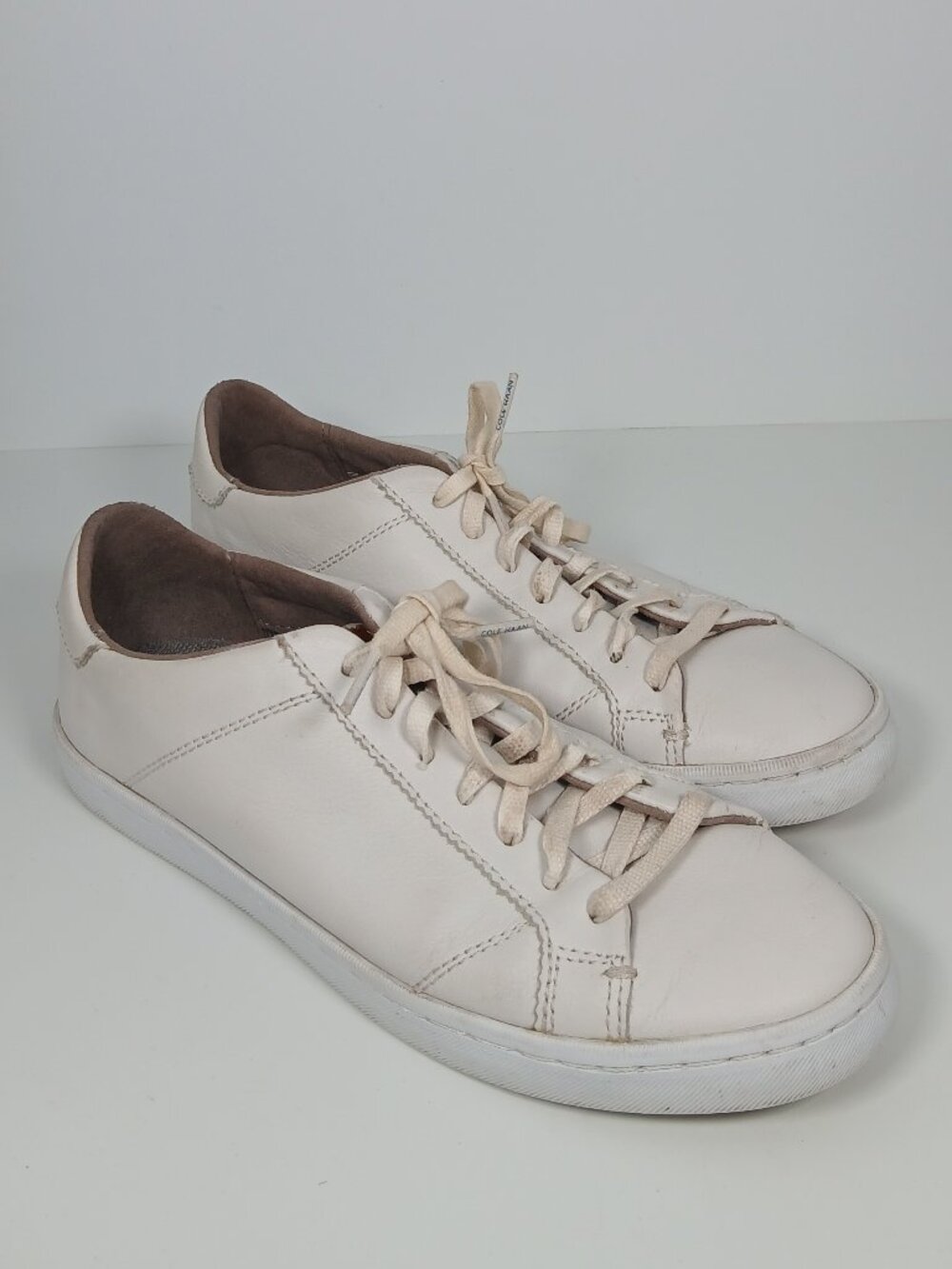 Cole Haan Grand Crosscourt White Leather Sneakers Gold Hardware 7.5B